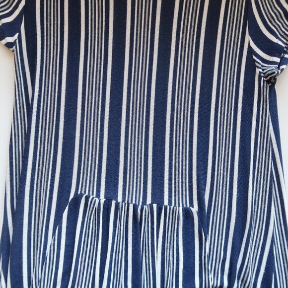 Zara Navy & White Striped Knitted Short Sleeve Loose Fit Maxi Dress Size M - Picture 9 of 12